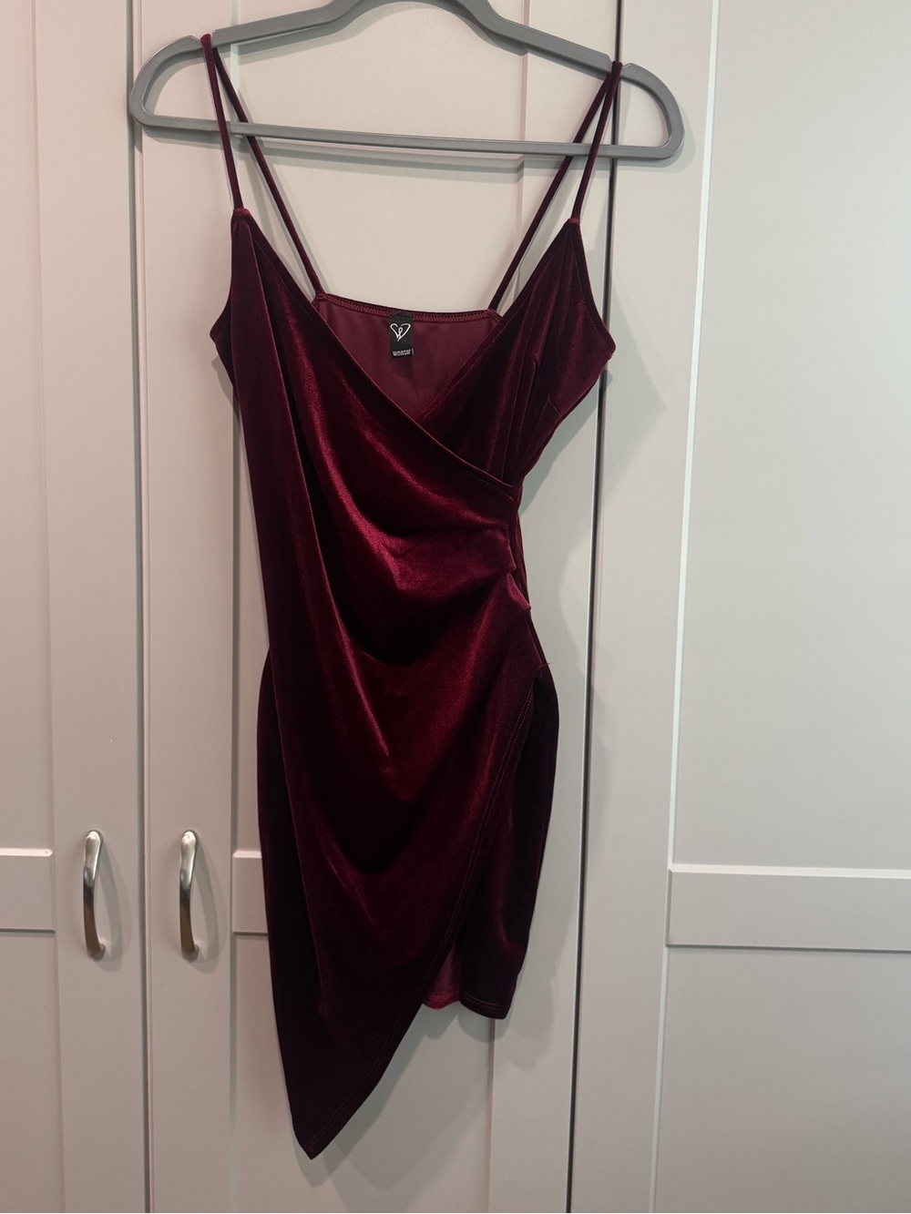 Windsor Burgundy Velvet Asymmetric Slip Dress